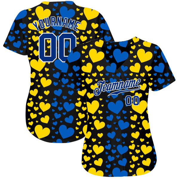 Maxcorners Custom 3D Pattern Design Ukrainian Flag And Coat Of Arms Of Ukraine Premium Baseball Jersey LM0210