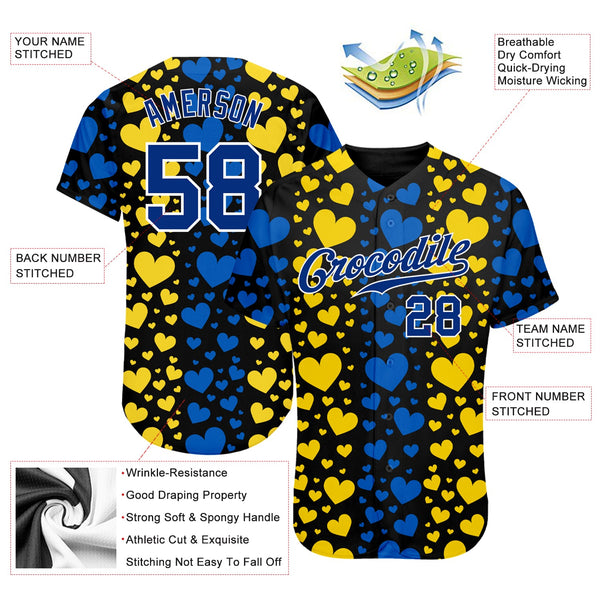 Maxcorners Custom 3D Pattern Design Ukrainian Flag And Coat Of Arms Of Ukraine Premium Baseball Jersey LM0210