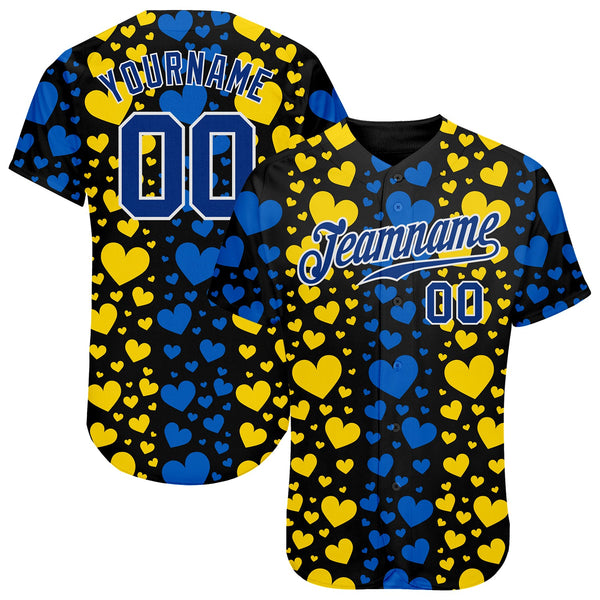 Maxcorners Custom 3D Pattern Design Ukrainian Flag And Coat Of Arms Of Ukraine Premium Baseball Jersey LM0210