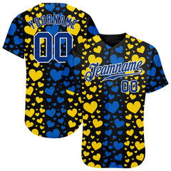 Maxcorners Custom 3D Pattern Design Ukrainian Flag And Coat Of Arms Of Ukraine Premium Baseball Jersey LM0210