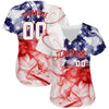 Maxcorners Custom White White-Red 3D American Flag Premium Baseball Jersey LM0210