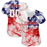 Maxcorners Custom White White-Red 3D American Flag Premium Baseball Jersey LM0210