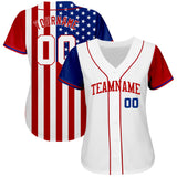 Maxcorners Custom White Royal-Red American Flag Premium Baseball Jersey LM0210