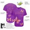 Maxcorners Custom 3D Pink Ribbon With Butterfly Wings Breast Cancer Awareness Month Women Health Care Support Authentic Baseball Jersey LM2605