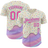 Maxcorners Custom Cream Pink-Ice Blue Foodie Dripping Ice Cream Authentic Baseball Jersey LM2605