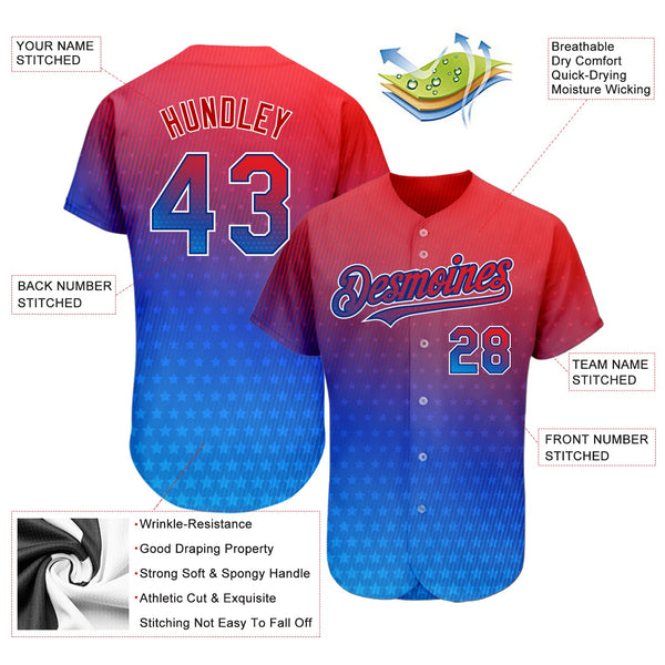 Maxcorners Custom Black Royal-Red 3D American Flag Fashion Premium Baseball Jersey LM0210