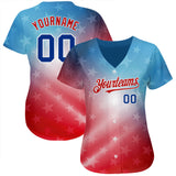 Maxcorners Custom White Royal-Red 3D American Flag Fashion Premium Baseball Jersey LM0210