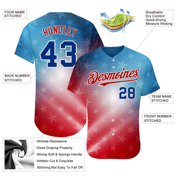 Maxcorners Custom White Royal-Red 3D American Flag Fashion Premium Baseball Jersey LM0210