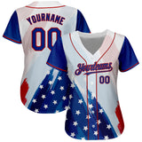 Maxcorners Custom White USA Flag Royal Red-Black 3D American Flag Fashion Premium Baseball Jersey LM0210