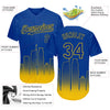 Maxcorners Custom Royal Yellow 3D Los Angeles City Edition Fade Fashion Authentic Baseball Jersey LM2605