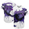 Maxcorners Custom White Purple-Gray 3D Pattern Design Bowling Ball Authentic Baseball Jersey LM2605