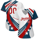 Maxcorners Custom White Red-Royal 3D American Flag Premium Baseball Jerseys LM0210
