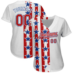 Maxcorners Custom Red Royal-White 3D American Flag Premium Baseball Jersey LM0210