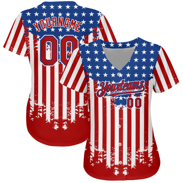 Maxcorners Custom Black Old Gold-White 3D American Flag Premium Baseball Jersey LM0210
