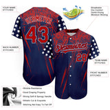 Maxcorners Custom White USA Flag Royal Red-Black 3D Premium Baseball Jersey LM0210