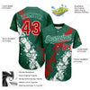 Maxcorners Custom Kelly Green Red-White 3D Mexico Authentic Baseball Jersey LM2605