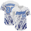 Maxcorners Custom White Light Blue-Royal 3D Pattern Design Abstract Splash Authentic Baseball Jersey LM2605
