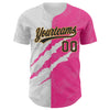 Maxcorners Custom Graffiti Pattern Black Pink-Old Gold 3D Scratch Authentic Baseball Jersey LM2605