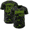 Maxcorners Custom Black Neon Green 3D Pattern Design Abstract Network Authentic Baseball Jersey LM2605