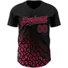 Maxcorners Custom Black Neon Pink 3D Pattern Design Leopard Print Fade Fashion Authentic Baseball Jersey LM2605