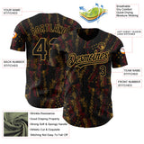 Maxcorners Custom Black Old Gold 3D American Flag Skull Patriotic Premium Baseball Jersey LM0210