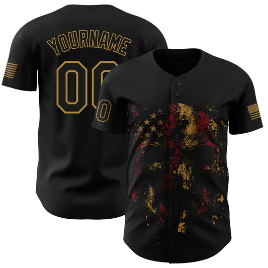 Maxcorners Custom Black Vintage USA Flag-Cream Line Premium Baseball Jersey LM0210