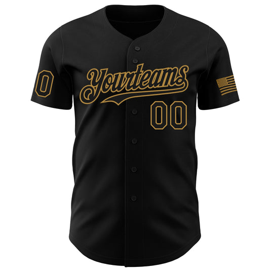 Maxcorners Custom Black Vintage USA Flag-Red Mesh Premium Throwback Baseball Jersey LM0210