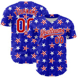 Maxcorners Custom Royal Red-White American Flag Patriotic Premium Baseball Jersey LM0210
