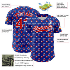 Maxcorners Custom Royal Red-White American Flag Patriotic Premium 3D Baseball Jersey LM0210