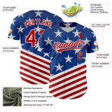 Maxcorners Custom Black Royal-Red 3D American Flag Patriotic Premium Baseball Jersey LM0210