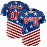 Maxcorners Custom Black Royal-Red 3D American Flag Patriotic Premium Baseball Jersey LM0210