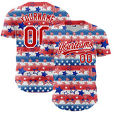 Maxcorners Custom Royal Red-White 3D American Flag Patriotic Premium Baseball Shirt LM0210