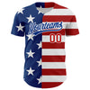 Maxcorners Custom Royal Red-White 3D American Flag Patriotic Premium Baseball Jerseys LM0210