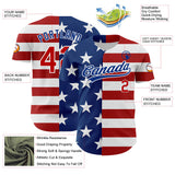 Maxcorners Custom Royal Red-White 3D American Flag Patriotic Premium Baseball Jerseys LM0210