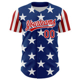 Maxcorners Custom Black Red-Royal 3D American Flag Eagle Patriotic Premium Baseball Jersey LM0210