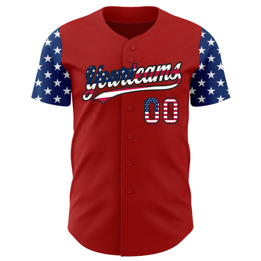 Maxcorners Custom Camo Vintage USA Flag-City Cream 3D American Flag Military Army Premium Salute To Service Baseball Jersey LM0210