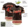 Maxcorners Custom Brown Red-Cream Line Authentic Baseball Jersey LM2605