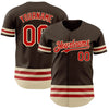 Maxcorners Custom Brown Red-Cream Line Authentic Baseball Jersey LM2605