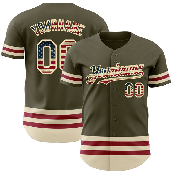 Maxcorners Custom Royal Red-White 3D American Flag Patriotic Premium Baseball Jersey LM0210