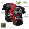 Maxcorners Custom Black Red-White 3D Pattern Design Animal Tiger Authentic Baseball Jersey LM2605