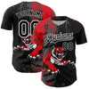 Maxcorners Custom Black Red-White 3D Pattern Design Animal Tiger Authentic Baseball Jersey LM2605