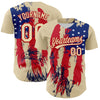 Maxcorners Custom Cream Red-Royal 3D Pattern Design American Spirit American Eagle And Stars Authentic Baseball Jersey LM2605