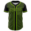 Maxcorners Custom Black Neon Green 3D Pattern Design Diagonal Stripes Authentic Baseball Jersey LM2605
