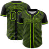 Maxcorners Custom Black Neon Green 3D Pattern Design Diagonal Stripes Authentic Baseball Jersey LM2605