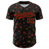 Maxcorners Custom Black Red-Green 3D Pattern Design Gothic Style Rose Authentic Baseball Jersey LM2605