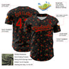 Maxcorners Custom Black Red-Green 3D Pattern Design Gothic Style Rose Authentic Baseball Jersey LM2605
