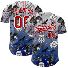 Maxcorners Custom White Red-Royal 3D Pattern Design American Eagle Authentic Baseball Jersey
 LM0609