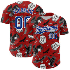 Maxcorners Custom Red Royal-White 3D Pattern Design American Eagle Authentic Baseball Jersey
 LM0609