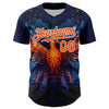Maxcorners Custom Navy Orange-White 3D Pattern Design Rave Phoenix Authentic Baseball Jersey LM2605