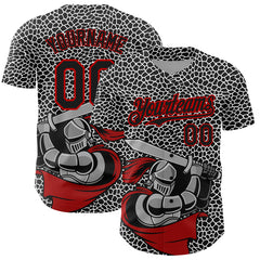 Maxcorners Custom Black Red-White 3D Pattern Design Knight Hero Art Authentic Baseball Jerseys
 LM0609